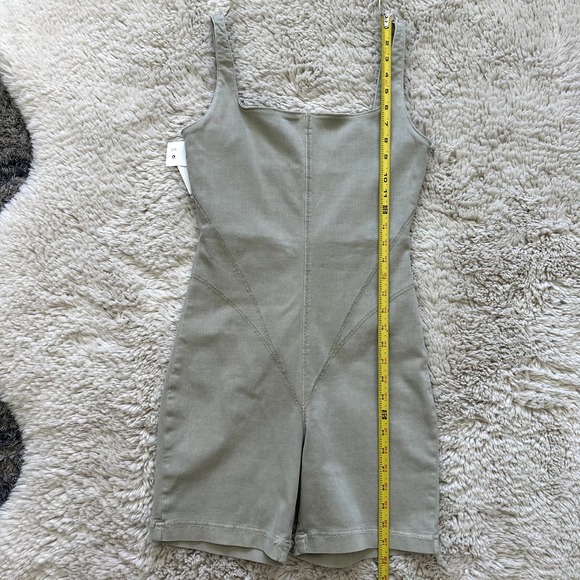 *NWT* Zara Light Green Bodying BodySuit Shorts Romper Square Neckline Women Sz S - Picture 9 of 11